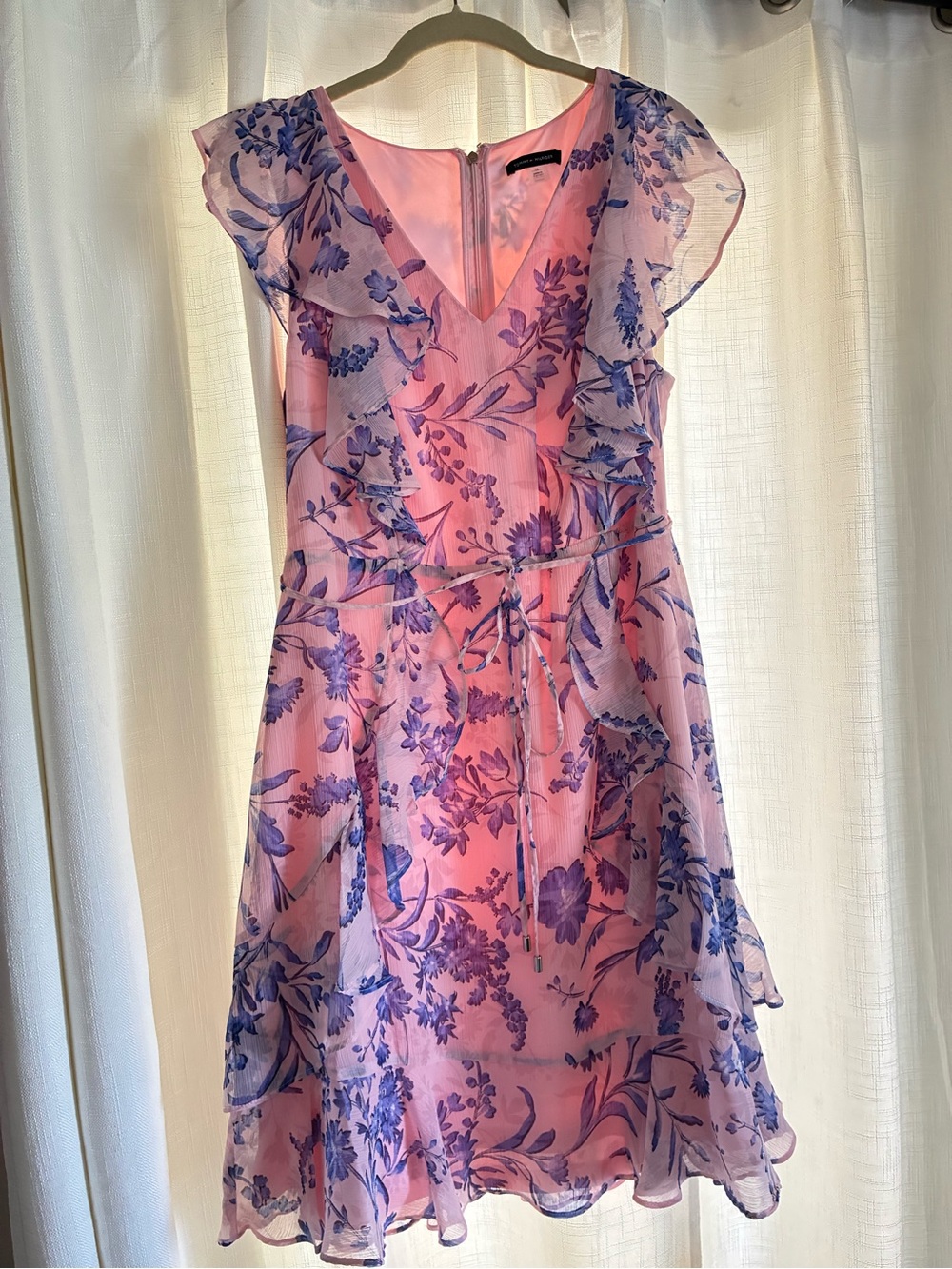 Tommy Hilfiger Pink Midi Dress with Blue Floral Print